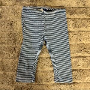 Tea Collection Size 3 Blue & White Striped Capri Leggings, Unisex